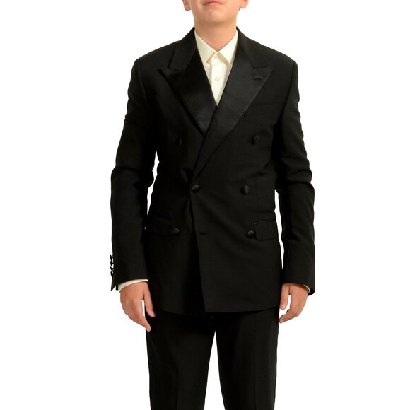 Dolce & Gabbana Men's Sicilia Silk Wool Double Breasted Tuxedo Suit US 34 IT 44R